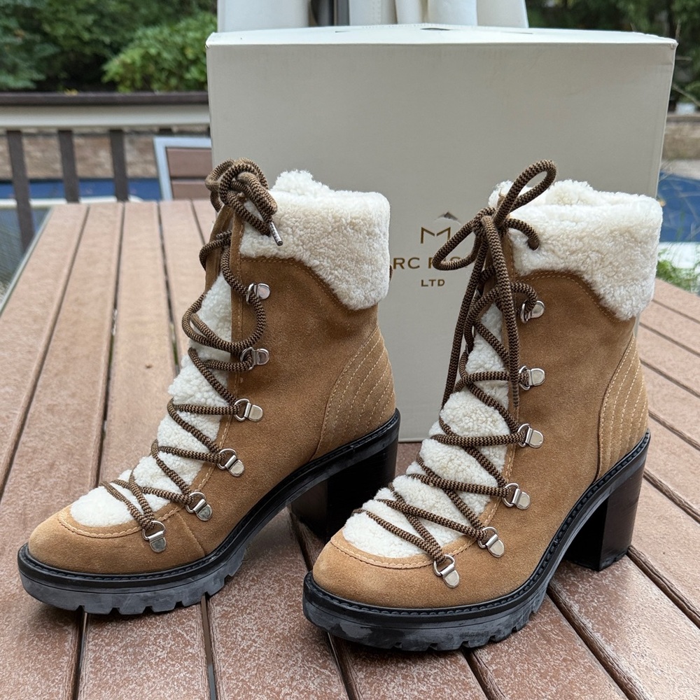Marc Fisher Brown and Cream Winter Boots